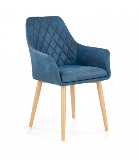 Chaise rembourrée en cuir écologique, avec pieds en métal K287 Bleu foncé, l58xA61xH85 cm