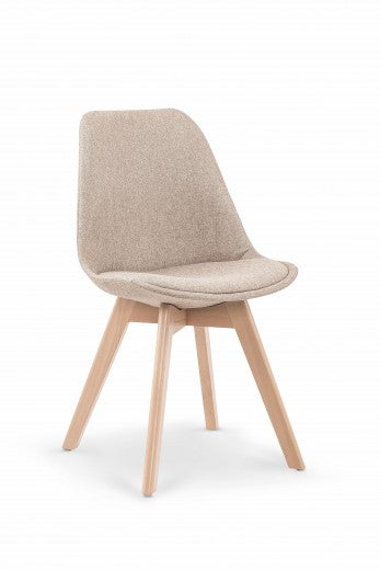 Chaise rembourrée en tissu, avec pieds en bois K303 Beige, l48xA54xH83 cm