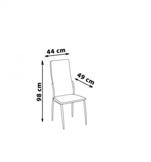 Chaise rembourrée en cuir écologique, avec pieds en métal K3 Vanilla, l44xA49xH98 cm