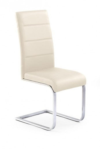 Chaise rembourrée en cuir écologique, avec pieds en métal K85 Dark Cream, l42xA56xH100 cm