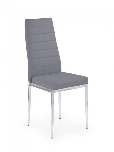 Chaise rembourrée en cuir écologique, avec pieds en métal K70C Gris, l40xA49xH97 cm