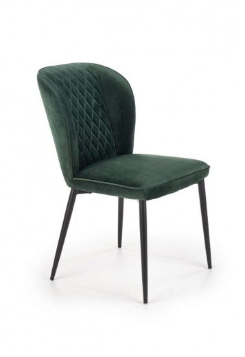 Chaise rembourrée avec tissu et pieds en métal K399 Velours Vert foncé / Noir, l50xA60xH84 cm