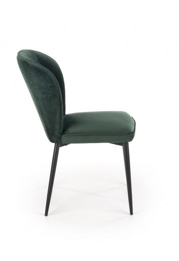 Chaise rembourrée avec tissu et pieds en métal K399 Velours Vert foncé / Noir, l50xA60xH84 cm
