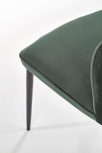 Chaise rembourrée avec tissu et pieds en métal K399 Velours Vert foncé / Noir, l50xA60xH84 cm