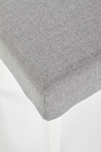 Chaise rembourrée en tissu, avec pieds en bois Clarion Gris / Blanc, l42xA58xH97 cm