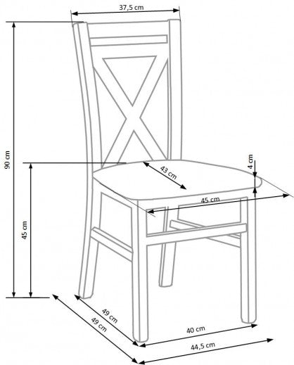 Chaise en bois de hêtre, avec assise rembourrée en tissu Darius, l44,5xA49xH90 cm-Blanc