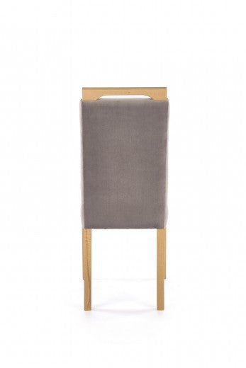 Chaise rembourrée en tissu, avec pieds en bois Clarion Gris / Chêne, l42xA58xH97 cm