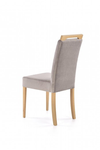 Chaise rembourrée en tissu, avec pieds en bois Clarion Gris / Chêne, l42xA58xH97 cm