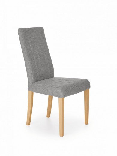 Chaise rembourrée en tissu avec pieds en bois Diego Gris / Chêne, l47xA59xH99 cm