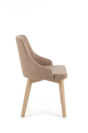 Chaise rembourrée en tissu, avec pieds en hêtre Toledo Beige Foncé / Chêne Sonoma, l51xA55xH82 cm