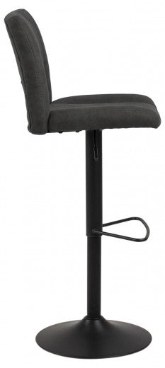 Tabouret de bar tapissé tissu et pied métal Sylvia Anthracite / Noir, l41,5xH52xH115 cm