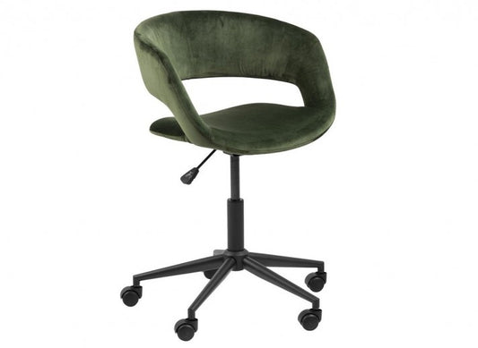 Chaise de bureau ergonomique, tapissée de tissu Grace Velvet Vert, l56xA54xH87 cm