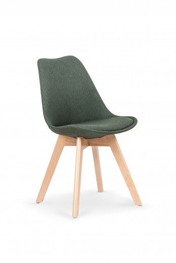 Chaise rembourrée en tissu, avec pieds en bois K303 Vert Foncé, l48xA54xH83 cm