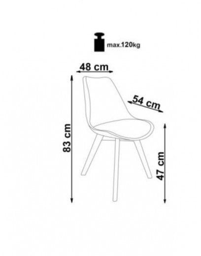 Chaise rembourrée en tissu, avec pieds en bois K303 Beige, l48xA54xH83 cm