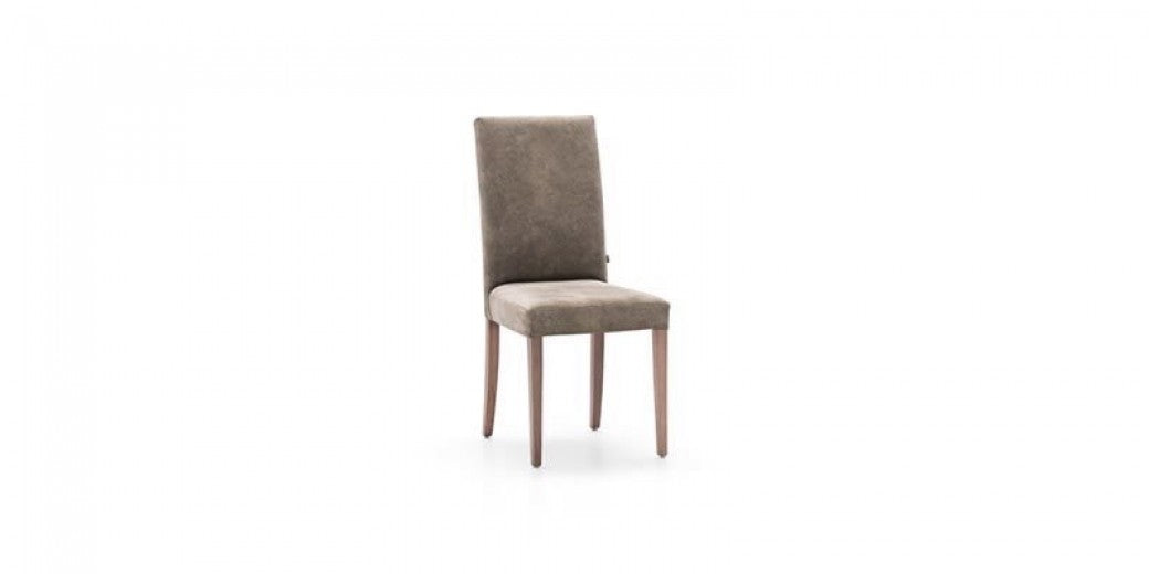 Chaise rembourrée en tissu, avec pieds en bois Lena Khaki / Natural, l43xA42xH96 cm