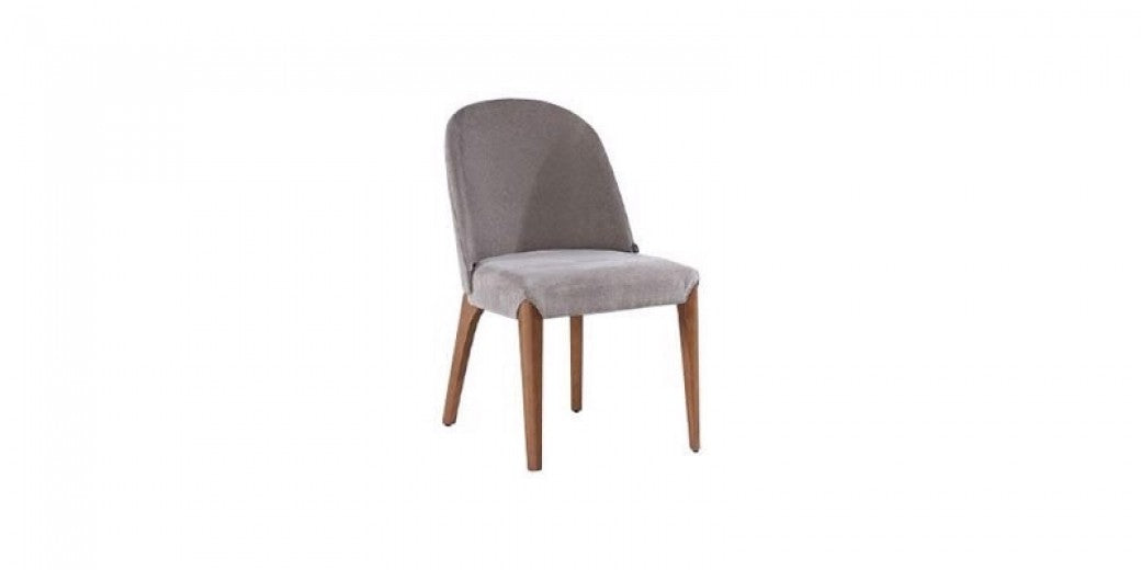 Chaise rembourrée en tissu, avec pieds en bois Noble Velvet Gris / Walnut, l48xA51xH82 cm