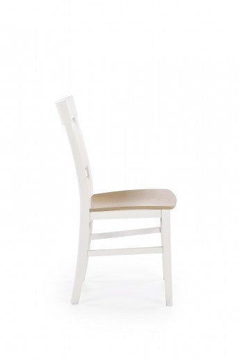 Chaise en hêtre et placage Tutti Blanc / Chêne, l44xA56xH90 cm