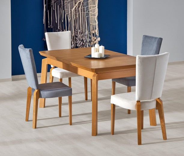 Table extensible en MDF, placage et bois Chêne Rois Miel, L160-250xl90xH78 cm