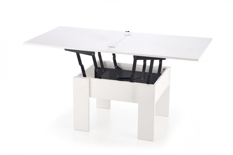 Table basse Serafin Blanc, L80-160xl80xh53-79 cm
