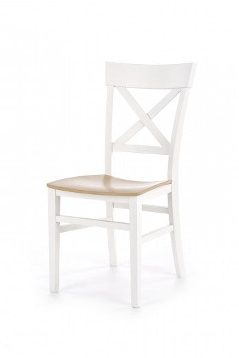 Chaise en hêtre et placage Tutti Blanc / Chêne, l44xA56xH90 cm