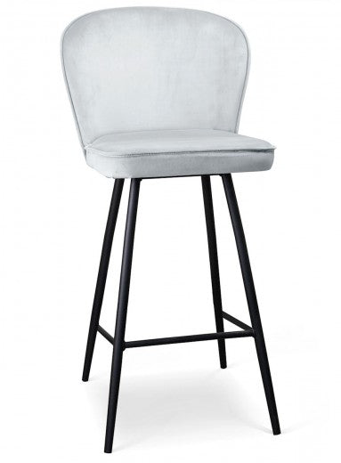 Tabouret de bar tapissé de tissu, avec pieds en métal Aine Argent / Noir, l50xA53xH106 cm
