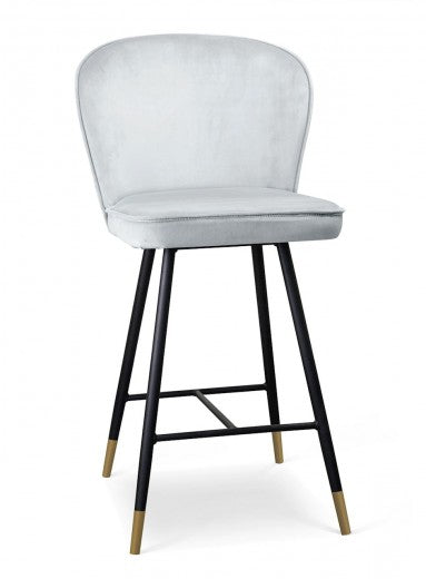 Tabouret de bar rembourré en tissu, avec pieds en métal Aine Small Argent / Noir / Or, l50xA53xH96 cm