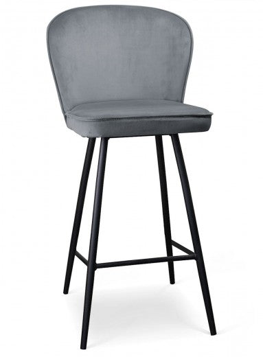 Tabouret de bar tapissé de tissu, avec pieds en métal Aine Gris / Noir, l50xA53xH106 cm