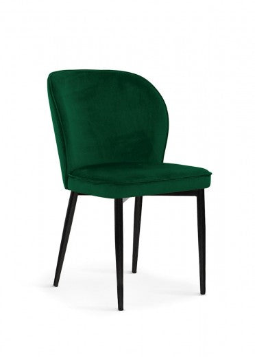 Chaise rembourrée avec tissu et pieds en métal Aine Velours Vert / Noir, l54xA61xH87 cm