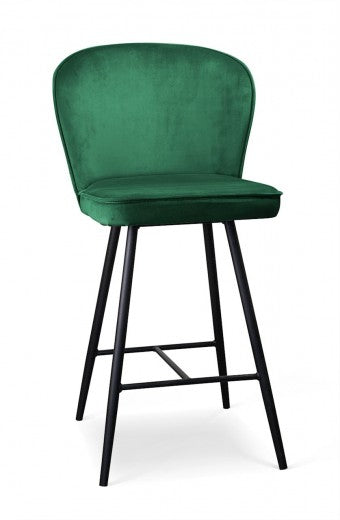 Tabouret de bar tapissé de tissu, avec pieds en métal Aine Vert / Noir, l50xA53xH106 cm