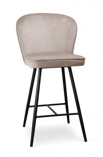 Chaise de bar rembourrée en tissu, avec pieds en métal Aine Small Beige / Noir, l50xA53xH96 cm