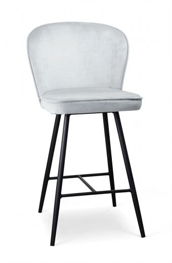 Tabouret de bar rembourré en tissu, avec pieds en métal Aine Small Argent / Noir, l50xA53xH96 cm