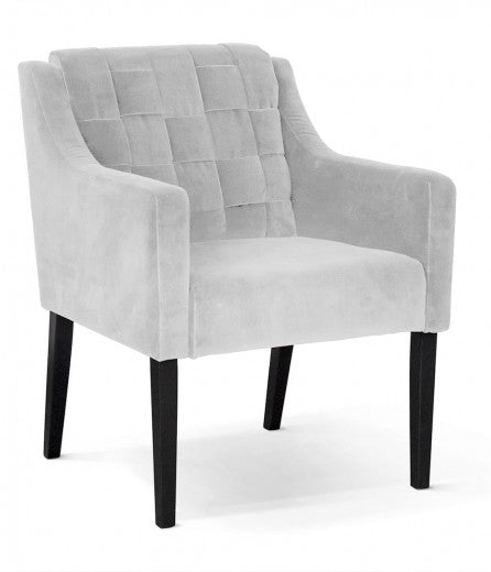 Fauteuil fixe tapissé de tissu et pieds en bois Trevor Velvet d'argent / Noir, l68xA66xH85 cm