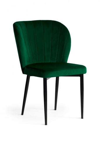Chaise rembourrée avec pieds en tissu et métal Shelly Velvet Vert / Noir, l58xA63xH86 cm