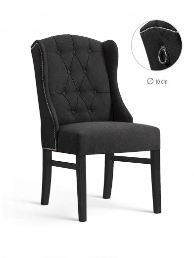 Chaise rembourrée en tissu avec pieds en bois Royal Graphite / Noir, l55xA74xH105 cm