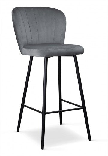 Tabouret de bar rembourré en tissu, avec pieds en métal Shelly Gris / Noir, l50xA53xH106 cm