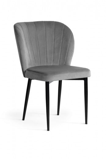 Chaise rembourrée avec pieds en tissu et métal Shelly Velvet Gris / Noir, l58xA63xH86 cm