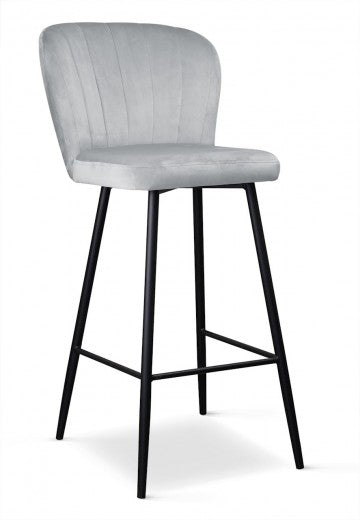 Tabouret de bar rembourré en tissu, avec pieds en métal Shelly d'argent / Noir, l50xA53xH106 cm