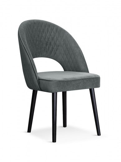 Chaise rembourrée avec tissu et pieds en métal Velours Ponte Gris / Noir, l56xA63xH89 cm
