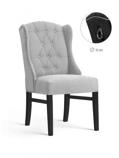 Chaise rembourrée en tissu, avec pieds en bois Royal Light Gris / Noir, l55xA74xH105 cm