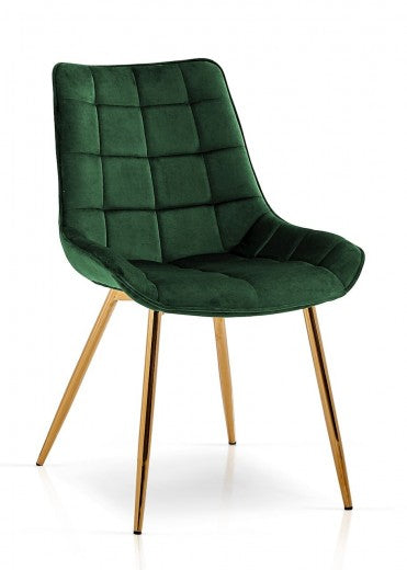 Chaise rembourrée en tissu, avec pieds en métal Velours Kair Vert / Or, l53xA62xH84 cm