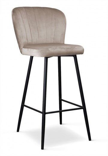 Tabouret de bar rembourré en tissu, avec pieds en métal Shelly Beige / Noir, l50xA53xH106 cm