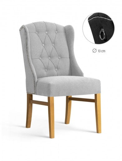 Chaise rembourrée en tissu avec pieds en bois Royal Light Gris / Chêne, l55xA74xH105 cm