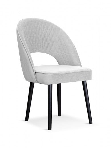 Chaise rembourrée avec tissu et pieds en métal Velours Ponte Argent / Noir, l56xA63xH89 cm