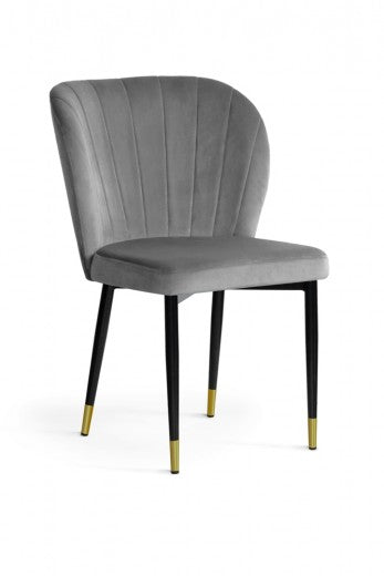 Chaise rembourrée avec pieds en tissu et métal Shelly Velvet Gris / Noir / Or, l58xA63xH86 cm