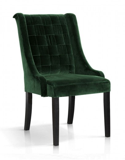 Chaise rembourrée en tissu, avec pieds en bois Prince Velvet Vert / Noir, l55xA70xH105 cm