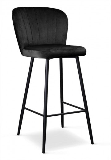 Tabouret de bar rembourré en tissu, avec pieds en métal Shelly Noir, l50xA53xH106 cm