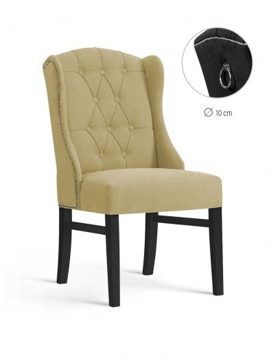 Chaise rembourrée en tissu, avec pieds en bois Royal Beige / Noir, l55xA74xH105 cm