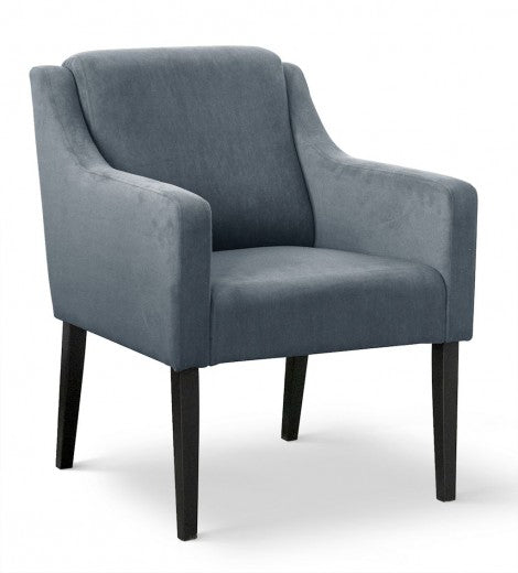 Fauteuil fixe tapissé de tissu et pieds en bois Velours Milo Gris / Noir, l68xA66xH85 cm