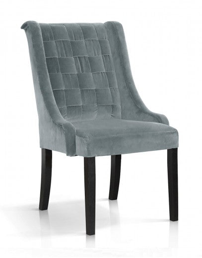 Chaise rembourrée en tissu, avec pieds en bois Prince Velours Gris / Noir, l55xA70xH105 cm