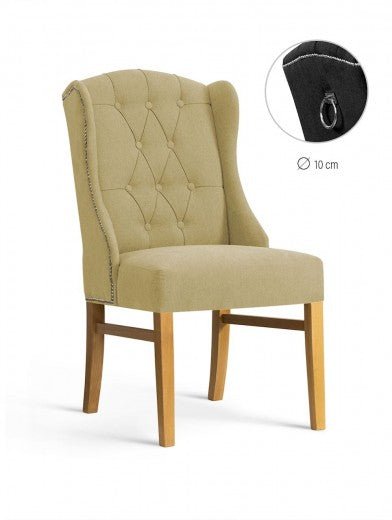 Chaise rembourrée en tissu, avec pieds en bois Royal Beige / Chêne, l55xA74xH105 cm
